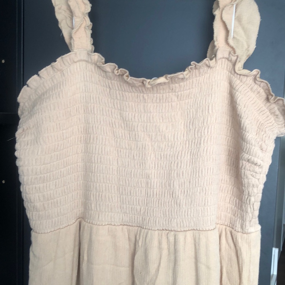 Cream smocked midi dress